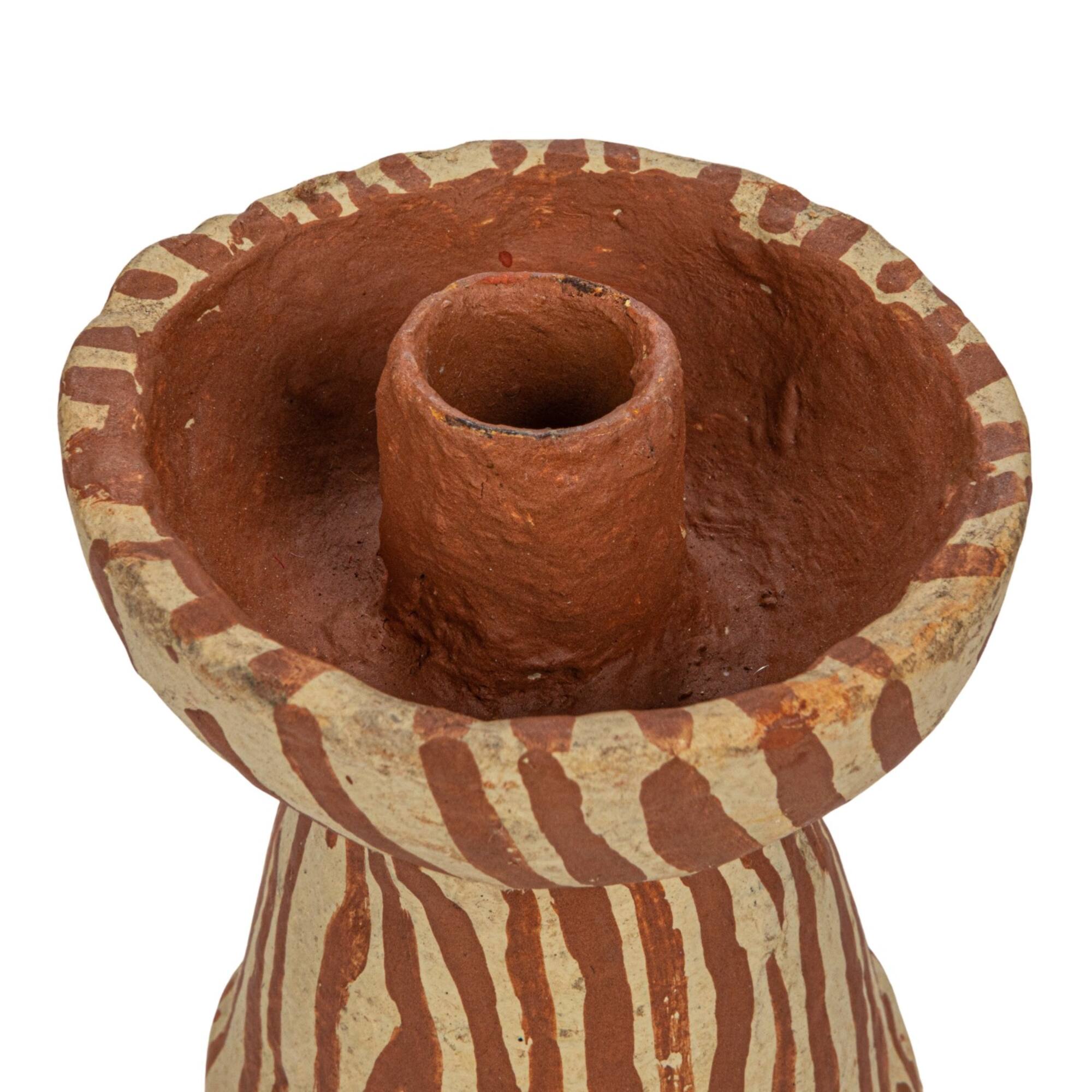 Hello Honey® 5" Round Decorative Hand-Painted Paper Mache Taper Holder